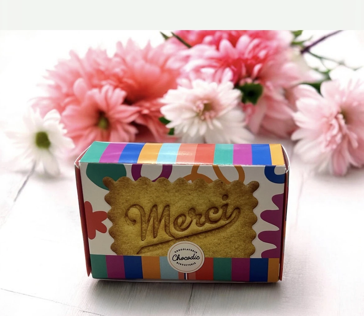 Boîte de 3 Biscuits Personnalisé Merci